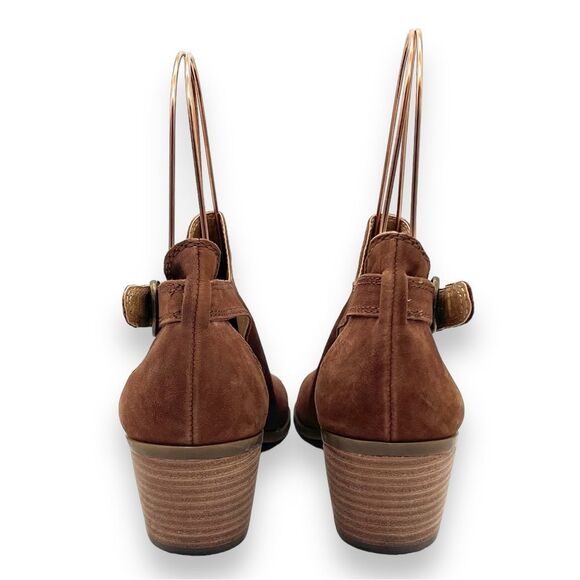 Lucky Brand Bannah Open Toe Sandal CutOut Booties in Walnut Brown Suede Size 7.5 - Picture 10 of 16
